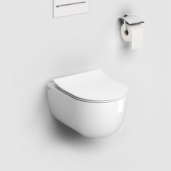 Clou Hammock CL0401081 rimless wall-mounted toilet 49cm with thin toilet seat glossy white