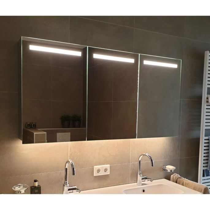Hipp Design SPK 52160 luxe spiegelkast met horizontale LED banen en indirecte LED onder 160x70x14cm