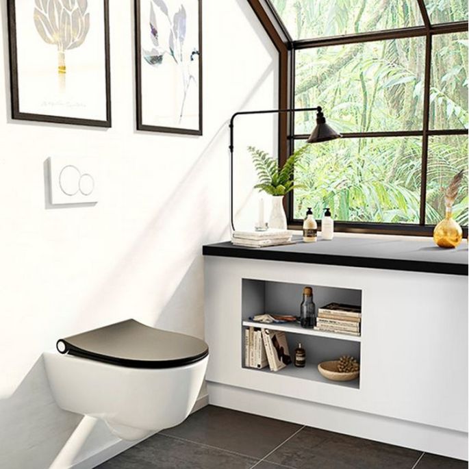 Pressalit Sway D 934231-BL6999 toiletzitting met deksel mat zwart