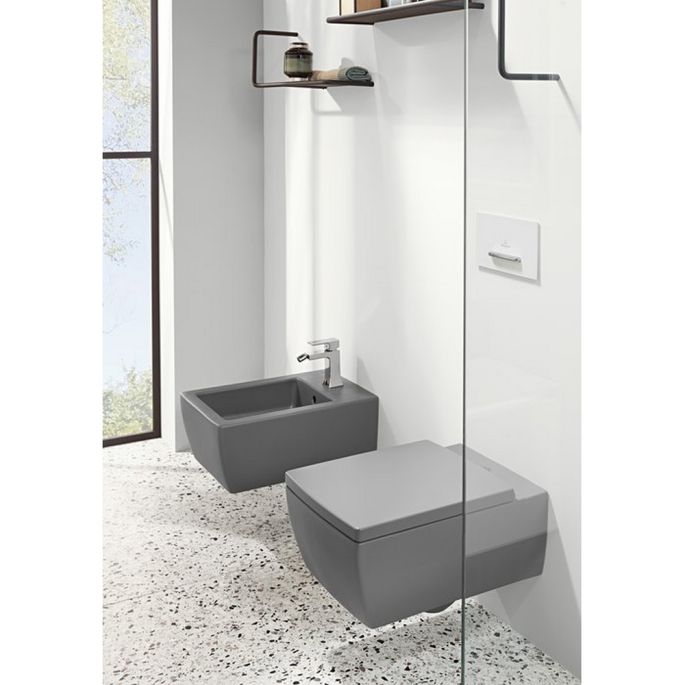 Villeroy en Boch Memento 2.0 8M24S1I4 toiletzitting met deksel Graphite