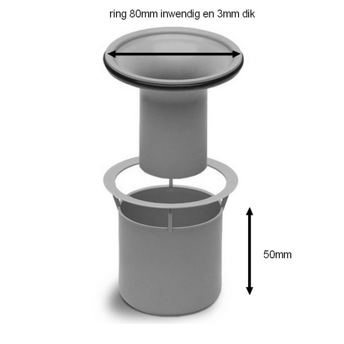 Easy Drain onderdelen ED-ORING rubber o-ring met een diameter van 80mm en t.b.v. waterslot 30, 35, 50 of 70mm
