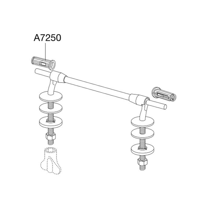 Pressalit D28999 Projecta D set vaste scharnieren doorlopende pen chroom