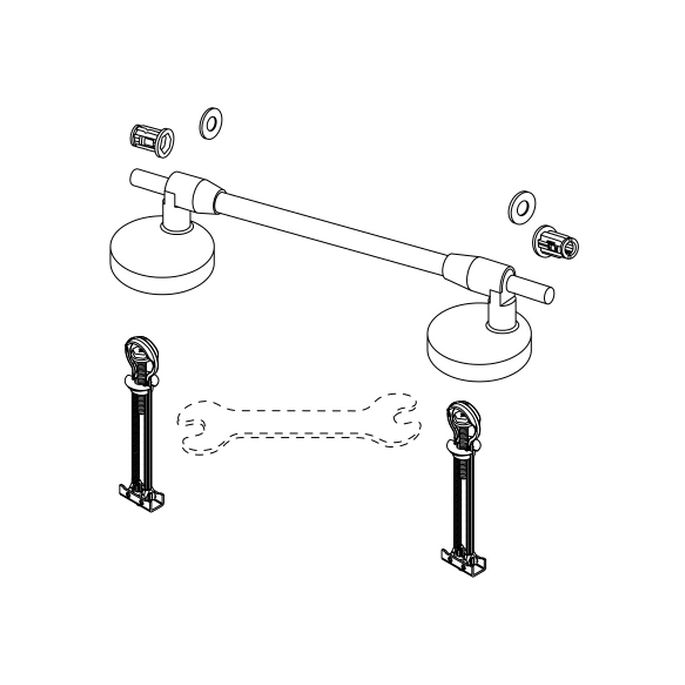Pressalit DC7P999 Projecta D set vaste scharnieren doorlopende pen chroom