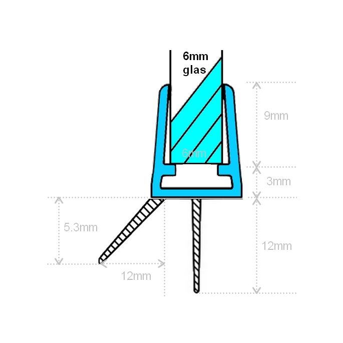 Exa-Lent Universal DS012006 - G06021200 helder doucheprofiel 2 flapjes 200cm - 6mm