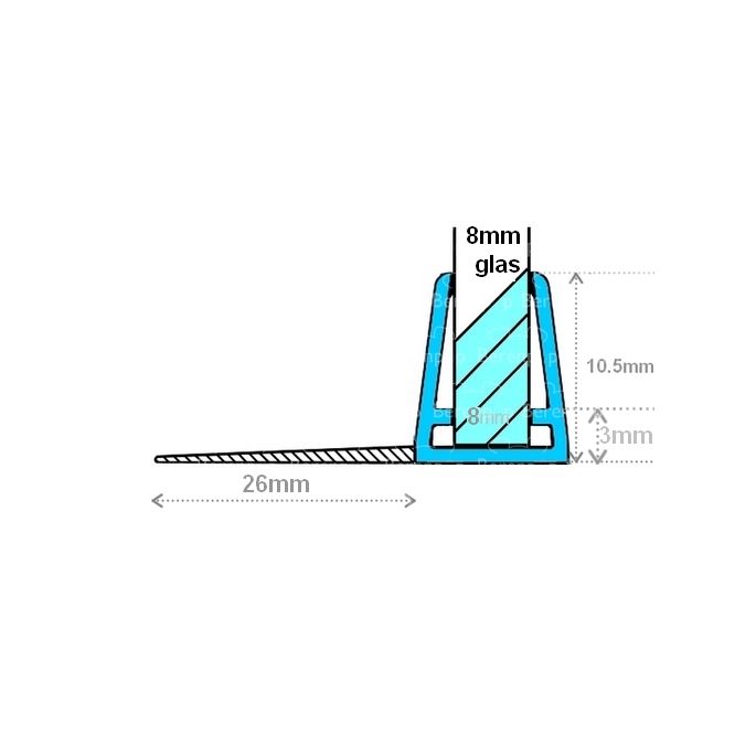 Exa-Lent Universal DS091008 - G08014100 helder doucheprofiel 1 flap horizontaal 100cm - 8mm