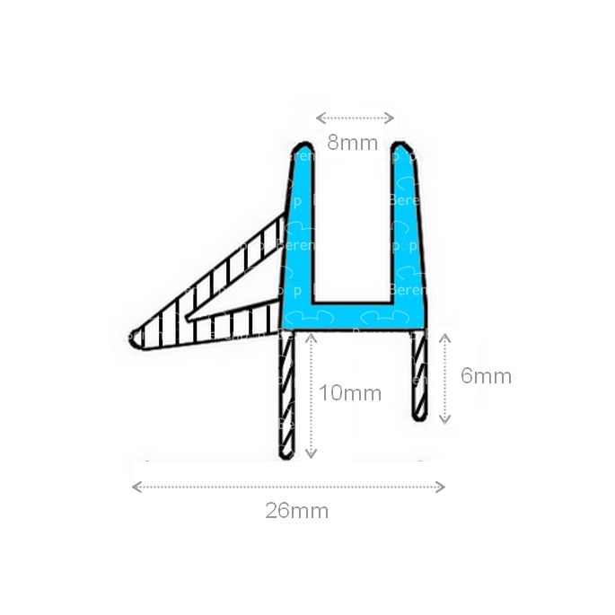 San4U ProfileDay monsterstukje doucherubber type DS12 - 2cm lengte en geschikt voor glasdikte 8mm - 3 flapjes