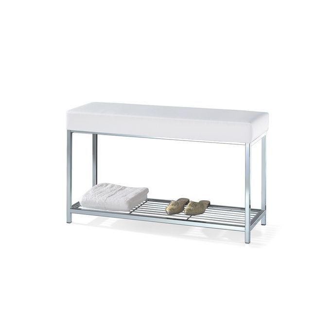 Decor Walther 0503304 DW 67 zitbankje met legplank chroom/ kunstleder wit