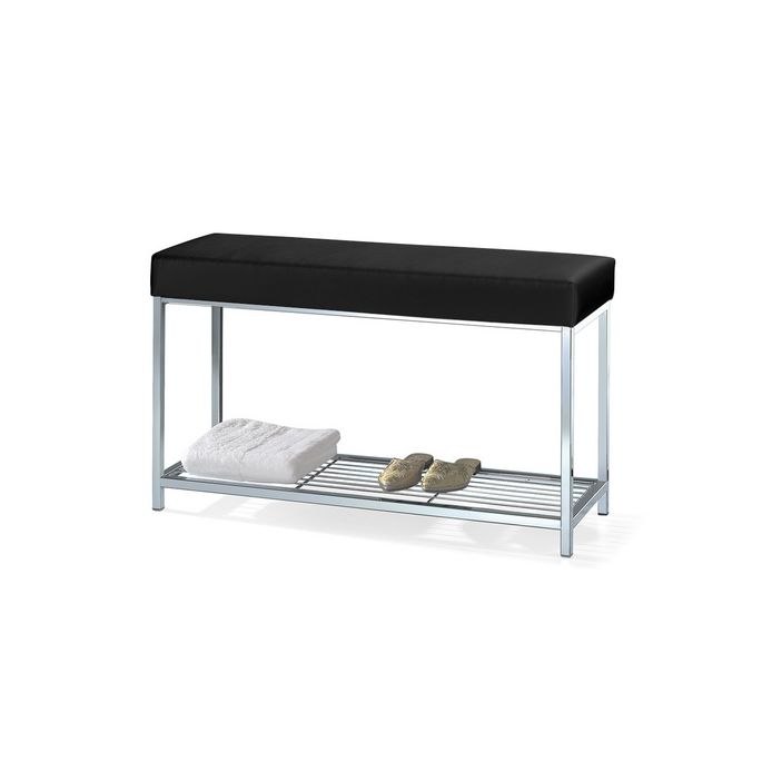Decor Walther 0503305 DW 67 zitbankje met legplank chroom/ kunstleder zwart