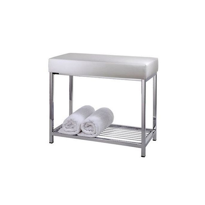 Decor Walther 0505104 DW 77 zitbankje met legplank chroom/ kunstleder wit