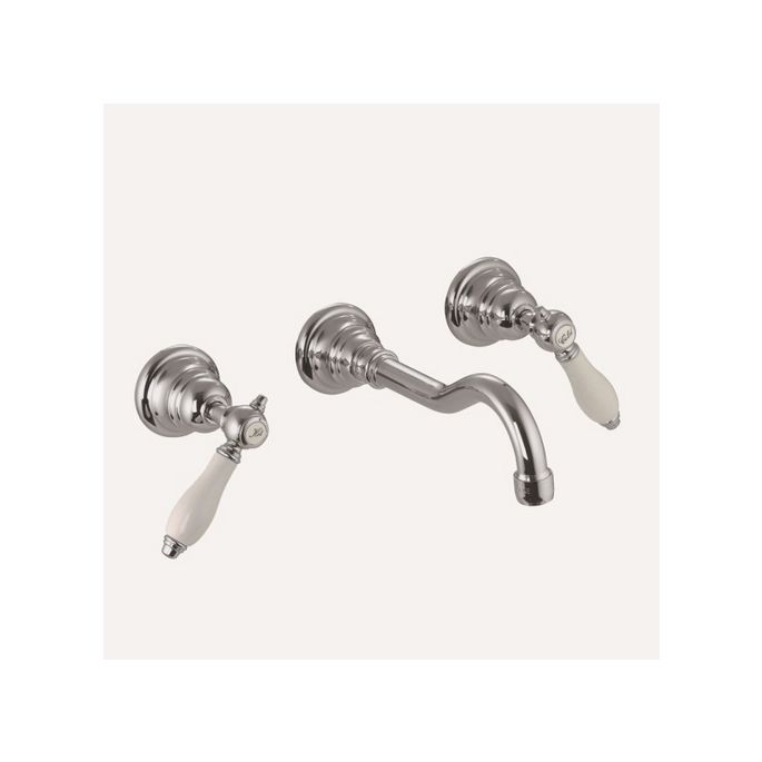 Fima Carlo Frattini Herend F54015CR 3-gats wandwastafelkraan 2-greeps uitloop 16cm chroom