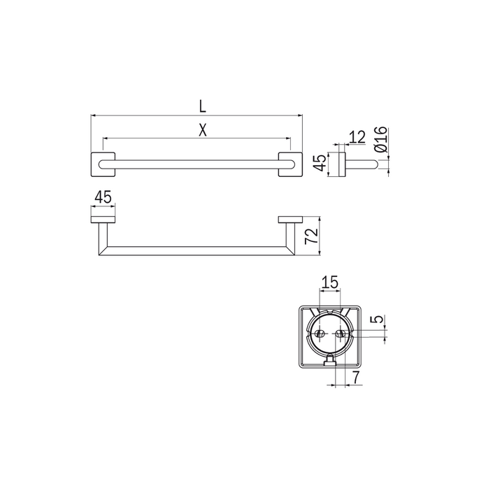 Inda Forum Quadra 3000 A3018BCR handdoekhouder 50 cm chroom