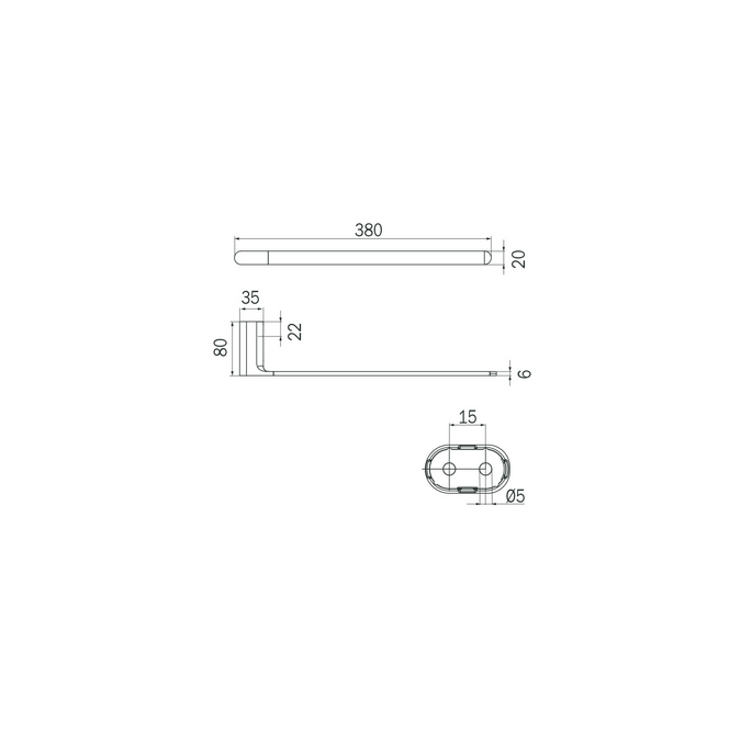 Inda Mito 2000 A2018MNE handdoekhouder voor meubel 38 cm mat zwart