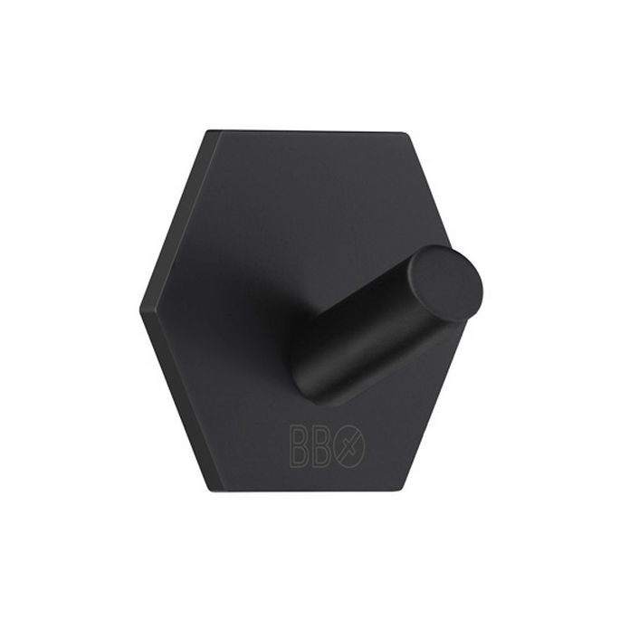 Smedbo Beslagsboden BB1160 design handdoekhaak hexagon mat zwart edelstaal