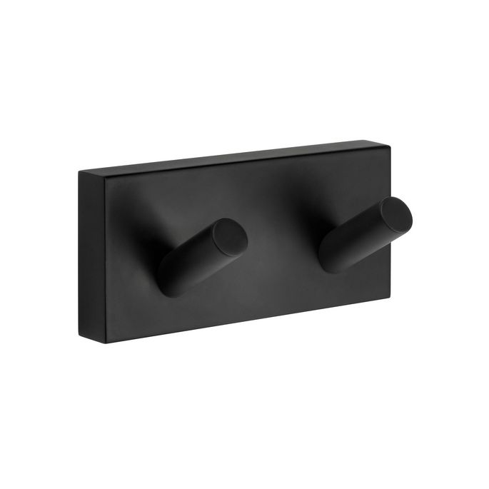 Smedbo House RB356 dubbele handdoekhaak zwart