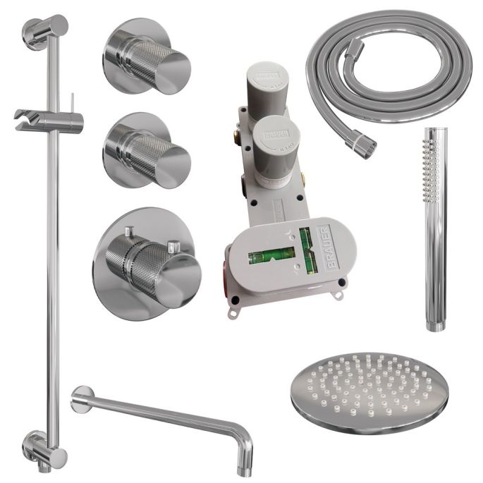 Brauer Carving 5-CE-111 thermostatische inbouw regendouche SET 15 chroom