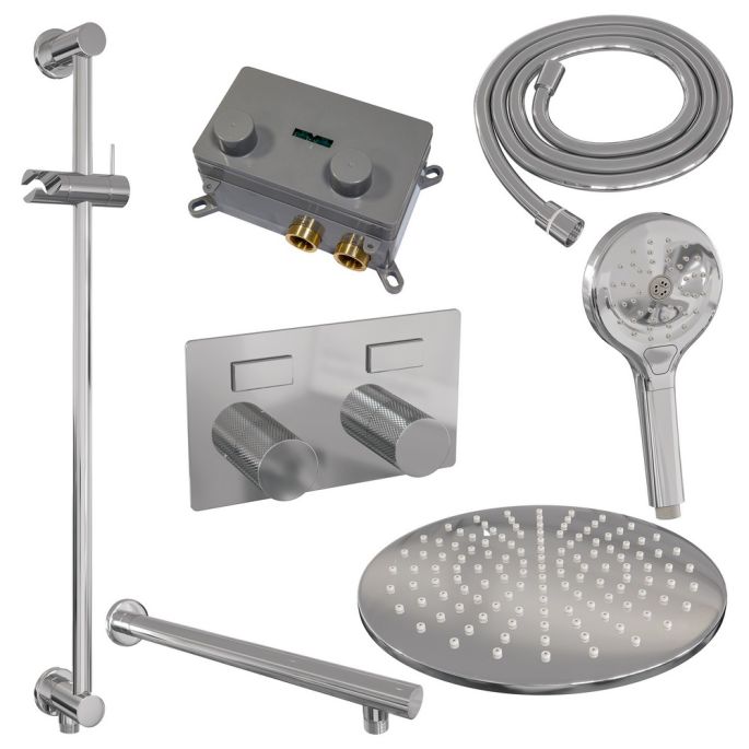 Brauer Carving 5-CE-203 thermostatische inbouw regendouche met drukknoppen SET 68 chroom
