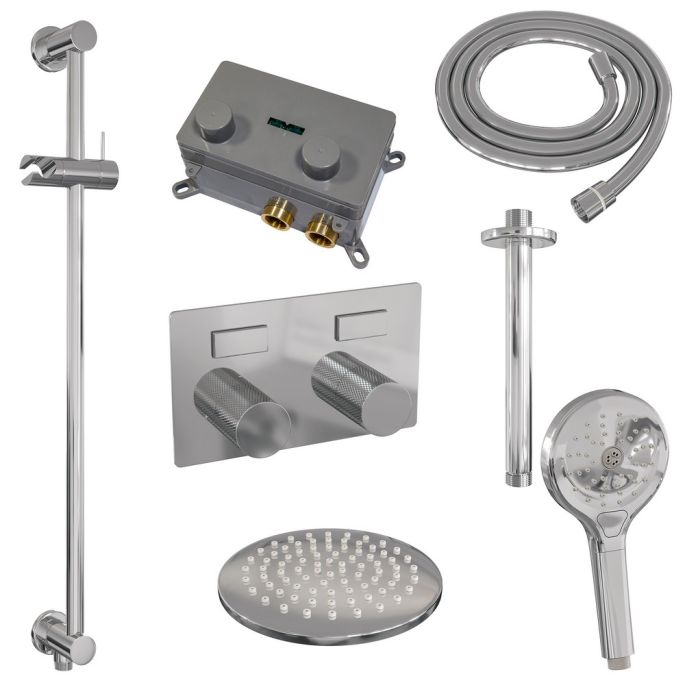 Brauer Carving 5-CE-206 thermostatische inbouw regendouche met drukknoppen SET 71 chroom