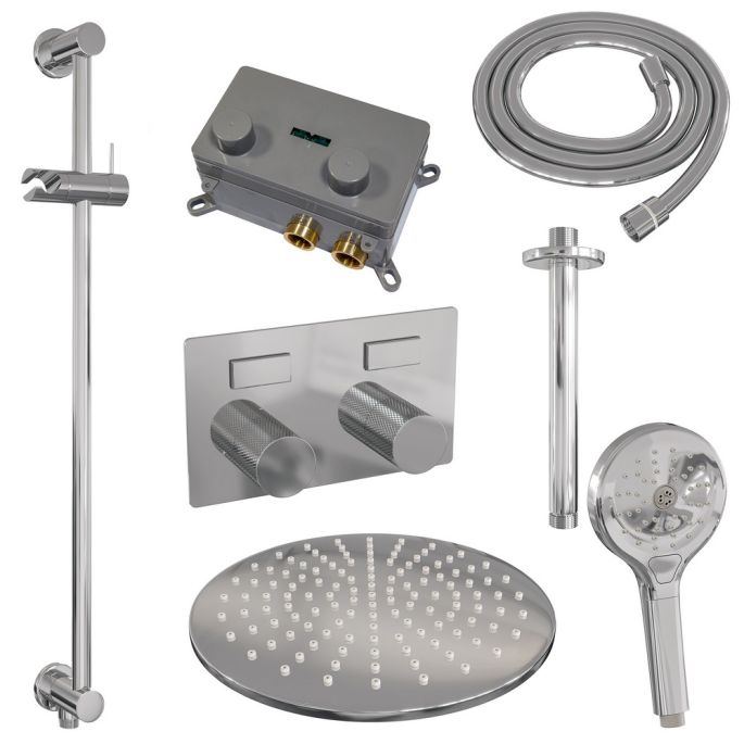 Brauer Carving 5-CE-207 thermostatische inbouw regendouche met drukknoppen SET 72 chroom