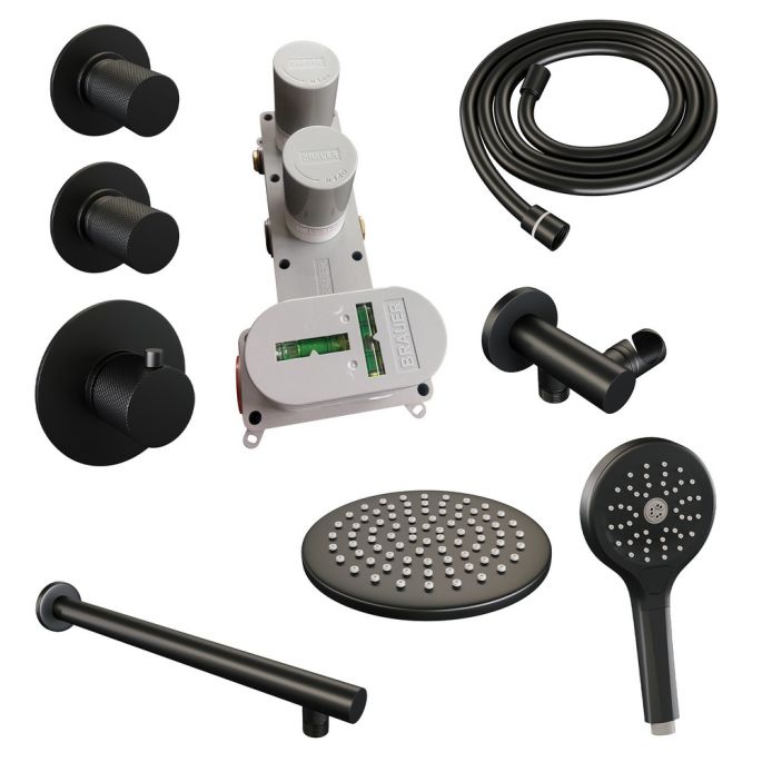 Brauer Carving 5-S-103 thermostatische inbouw regendouche SET 07 mat zwart
