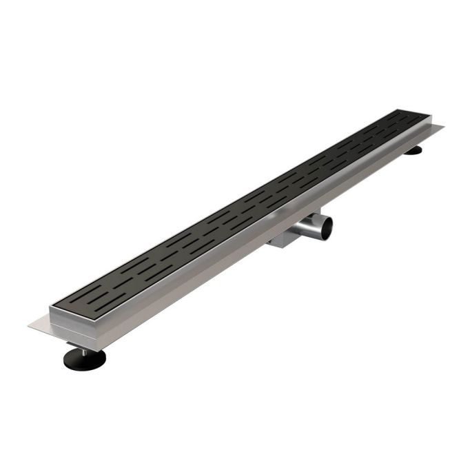 Brauer DR-SRF100S douchegoot met standaard rooster en flens 7 x 100cm mat zwart