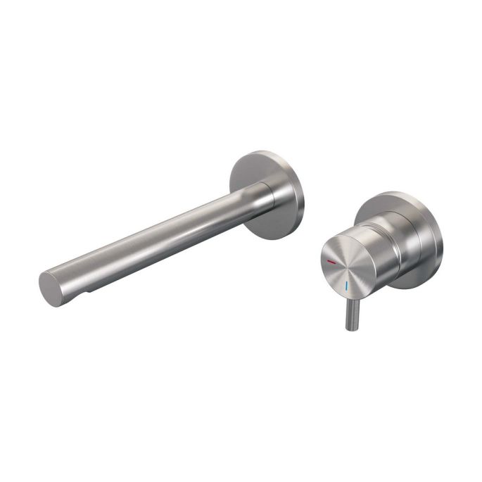 Brauer Edition 5-NG-004-S5-65 inbouw wastafelmengkraan met rechte uitloop en rozetten model B1 RVS geborsteld PVD