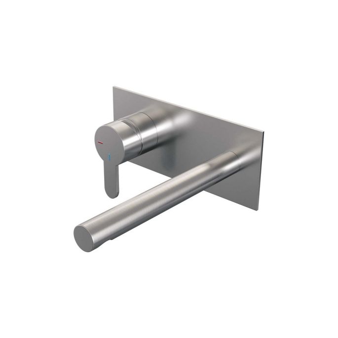 Brauer Edition 5-NG-083-S4 inbouw wastafelmengkraan met rechte uitloop en afdekplaat model D2 RVS geborsteld PVD