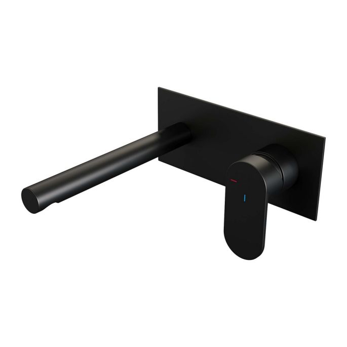 Brauer Edition 5-S-004-S3 inbouw wastafelmengkraan met rechte uitloop en afdekplaat model C1 mat zwart