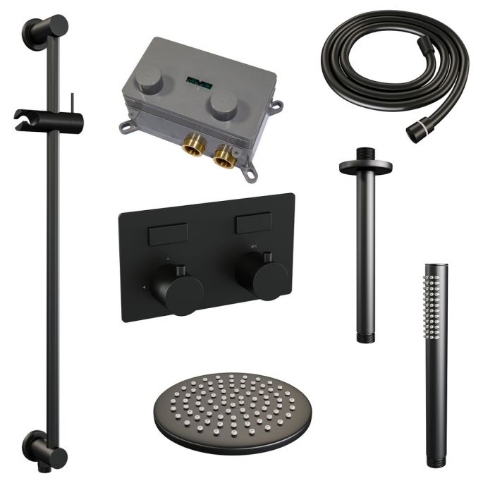 Brauer Edition 5-S-176 thermostatische inbouw regendouche met drukknoppen SET 65 mat zwart