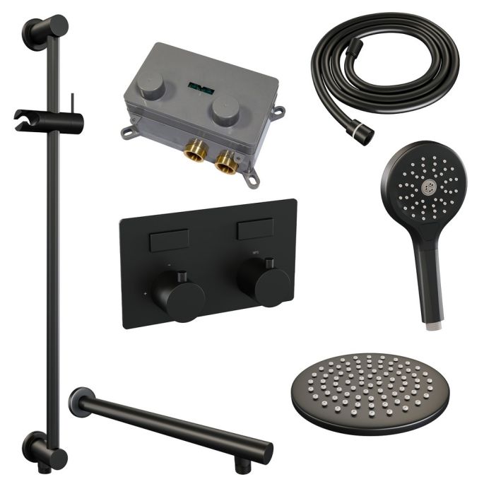 Brauer Edition 5-S-178 thermostatische inbouw regendouche met drukknoppen SET 67 mat zwart
