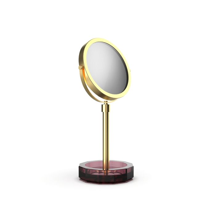 Decor Walther Crystal 0941997 KR KSA vergrootspiegel 1x en 5x rich burgundy crystal/ mat goud