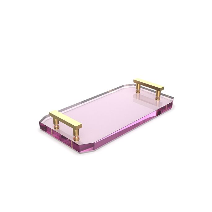 Decor Walther Crystal 0942661 KR TAB tray pink crystal/ mat goud
