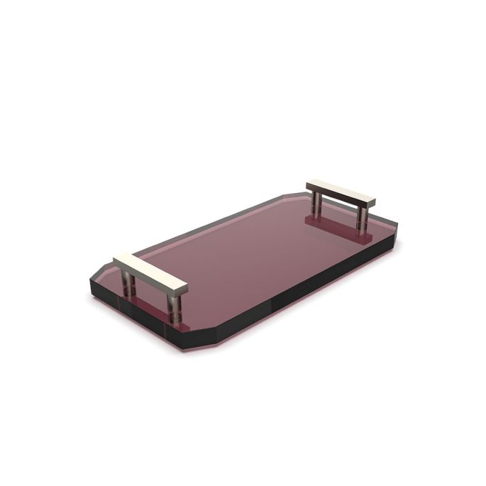 Decor Walther Crystal 0942897 KR TAB tray rich burgundy crystal/ geborsteld nikkel