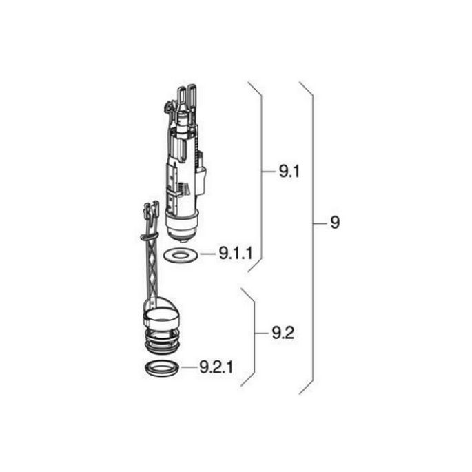 Geberit 244820001 spoelventiel type 212, compleet, Sigma, Delta en UP300