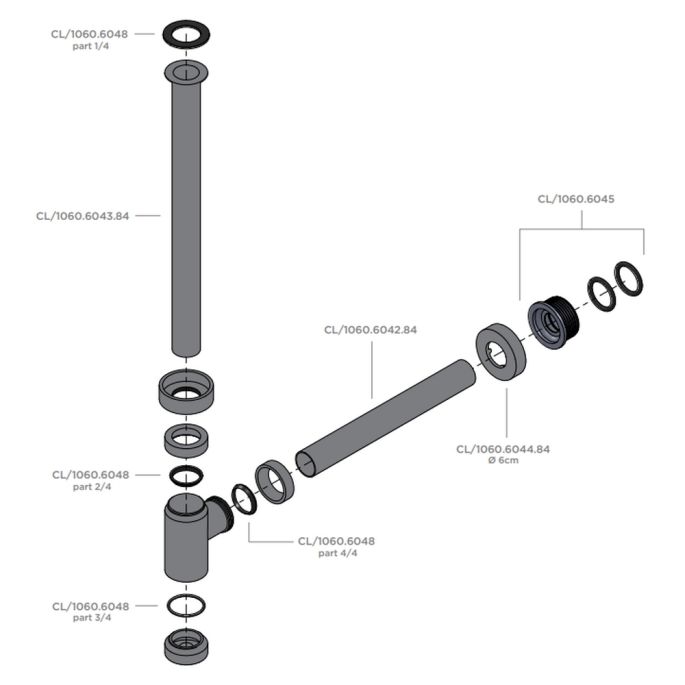 Clou CL1060604484 muurrozet 6 cm t.b.v. MiniSuk gunmetal geborsteld PVD