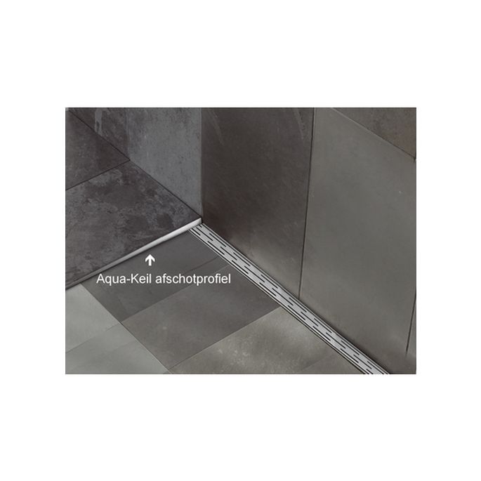 Blanke Aqua Keil 754280B125L (8485) afschotprofiel douchevloer 980x12,5x24 links RVS geborsteld