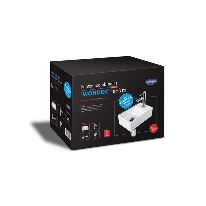 San4U 2501157 One Pack Wonder (rechts) fonteinset wit keramiek/ chroom