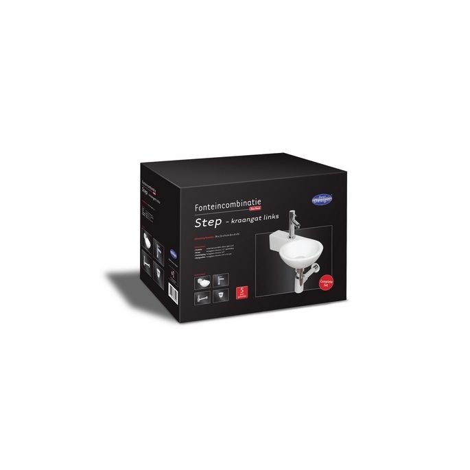 San4U 2516035 One Pack Step (links) fonteinset wit keramiek/ chroom