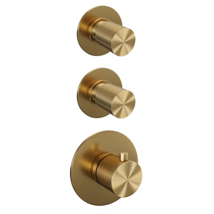 Brauer Carving 5-GG-119 thermostatische inbouw regendouche SET 23 goud geborsteld PVD