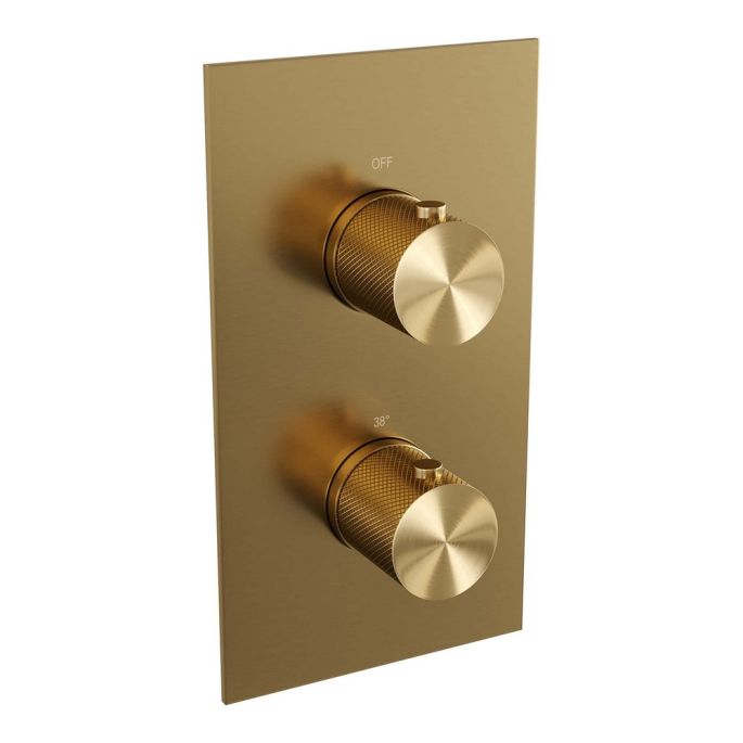 Brauer Carving 5-GG-122 thermostatische inbouw regendouche 3-weg omstelling SET 26 goud geborsteld PVD