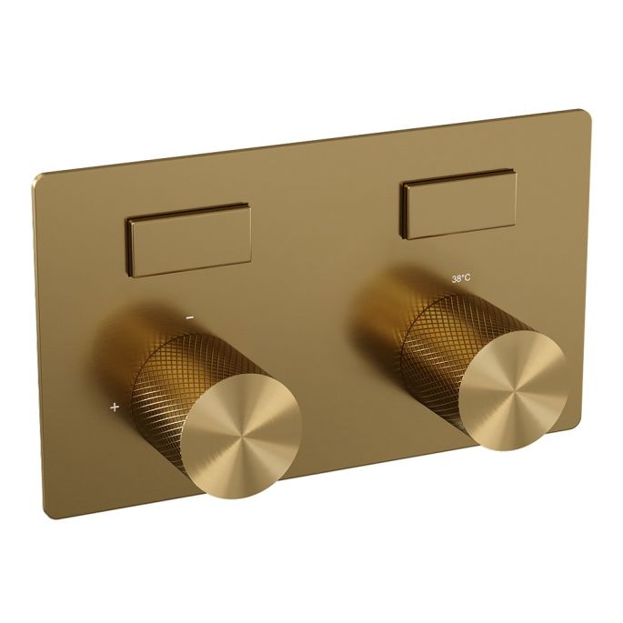 Brauer Carving 5-GG-185 thermostatische inbouw regendouche met drukknoppen SET 50 goud geborsteld PVD