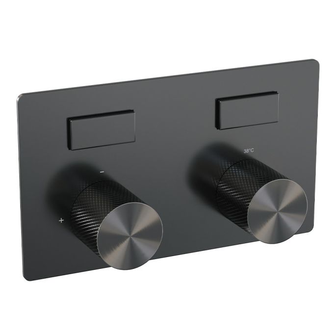 Brauer Carving 5-GM-204 thermostatische inbouw regendouche met drukknoppen SET 69 gunmetal geborsteld PVD