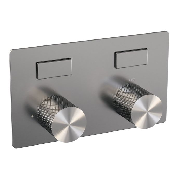 Brauer Carving 5-NG-205 thermostatische inbouw regendouche met drukknoppen SET 70 RVS geborsteld PVD