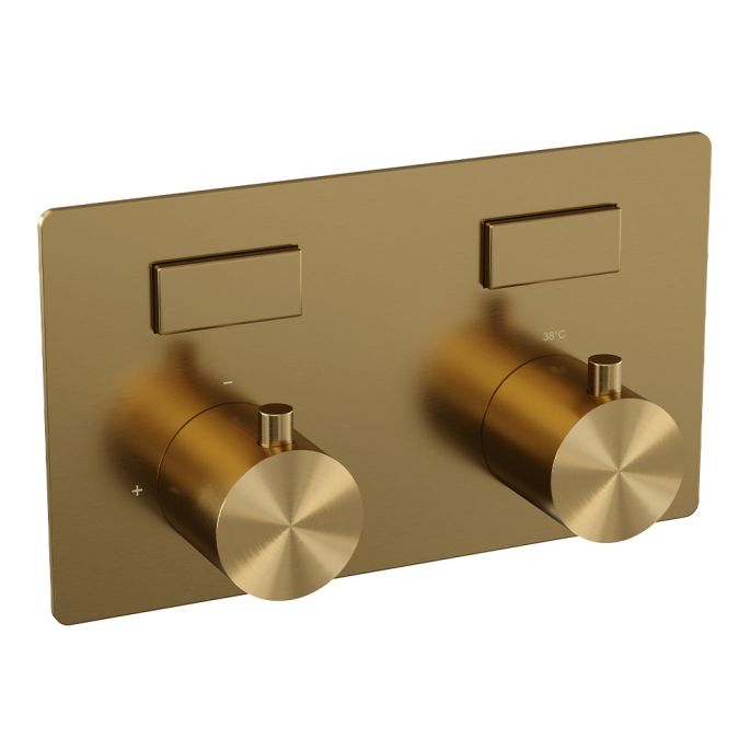 Brauer Edition 5-GG-179 thermostatische inbouw regendouche met drukknoppen SET 68 goud geborsteld PVD