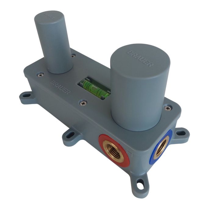 Brauer Edition 5-NG-004-S5-65 inbouw wastafelmengkraan met rechte uitloop en rozetten model B1 RVS geborsteld PVD