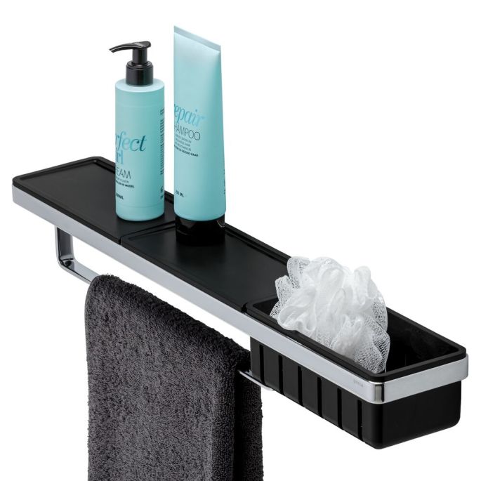 Geesa Frame 918854-02-06-630 planchet met handdoekrek en douchemand 63 cm chroom/ zwart