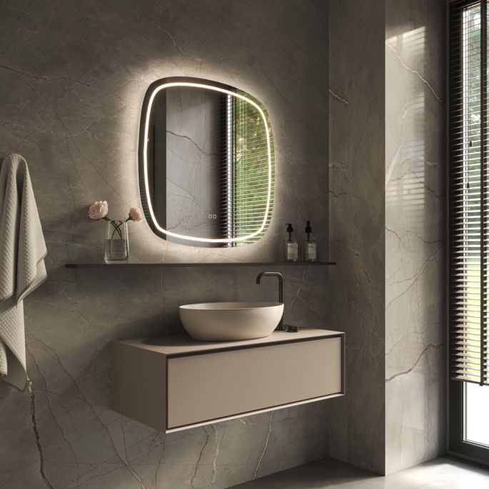 Phantom Mirrors Serie 006 006.60.60 Deens ovale LED spiegel, 60x60 cm met directe en indirecte led rondom