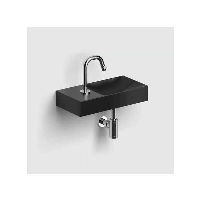Clou Vale CL033016101L fontein 38x19cm met kraangat links mat zwart keramiek