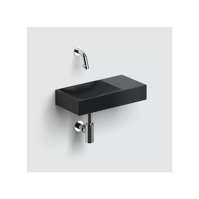 Clou Vale CL0330161R fontein 38x19cm zonder kraangat rechts mat zwart keramiek