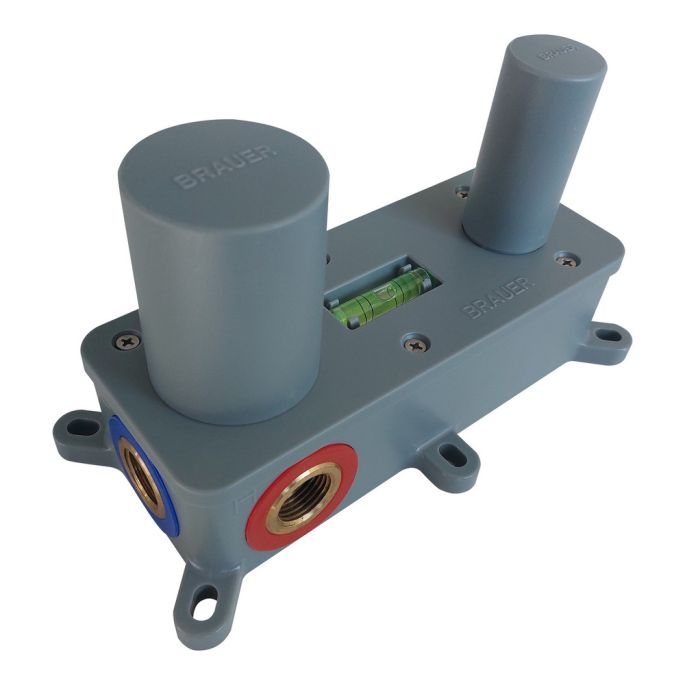 Brauer Carving 5-S-083-S6 inbouw wastafelmengkraan met rechte uitloop en afdekplaat model A2 mat zwart