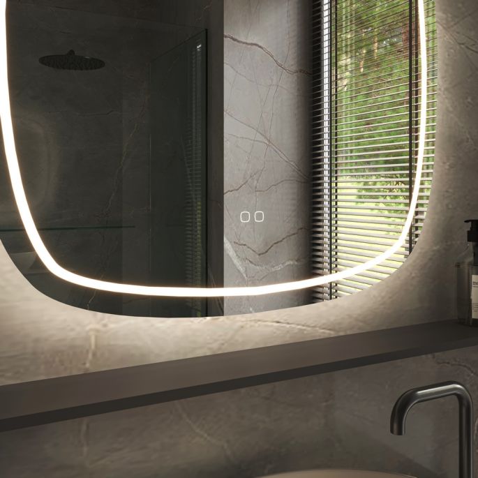 Phantom Mirrors Serie 006 006.100.100 Deens ovale LED spiegel, 100x100 cm met directe en indirecte led rondom